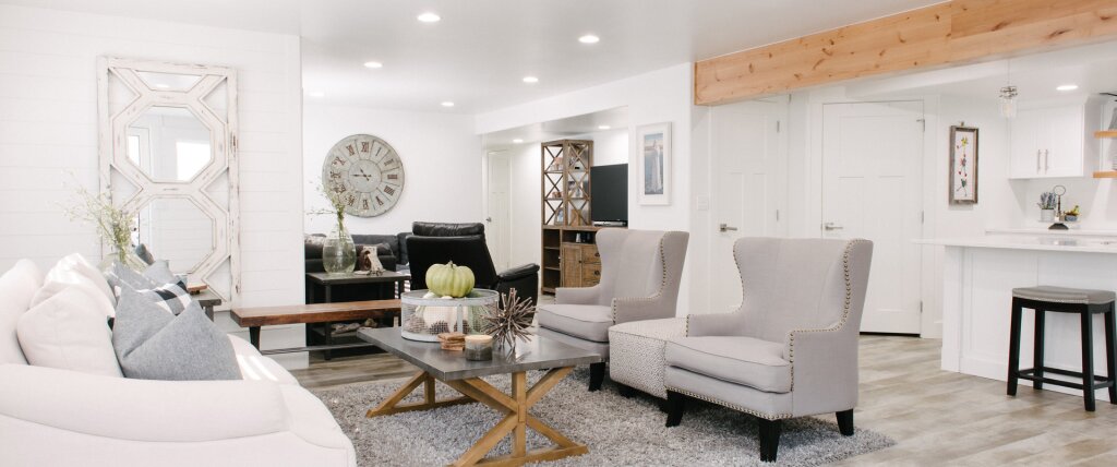 basement living room.