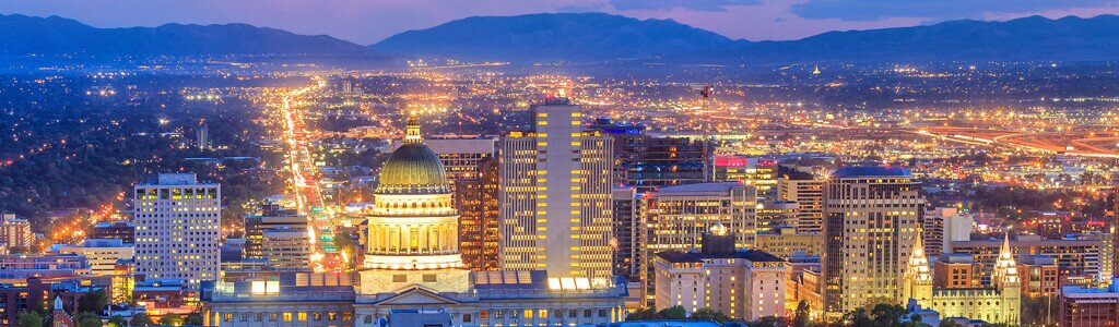 Photo of Salt Lake County at night.