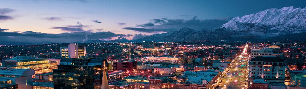 Photo of Utah County at night.